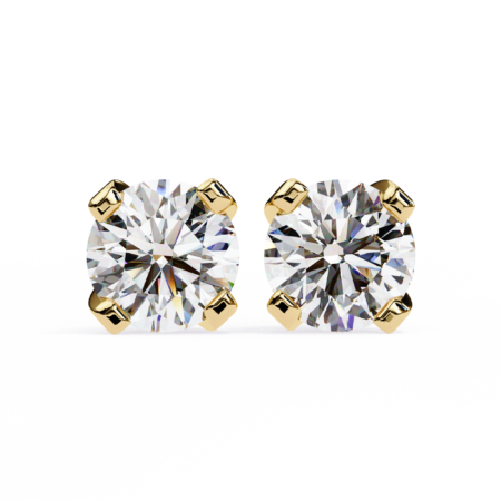 Lumina Solitaire – Yellow Gold Stud Earrings with Round Lab-Grown Diamonds