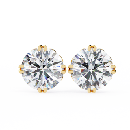 Heritage Scroll – Yellow Gold Solitaire Studs with Round Lab-Grown Diamonds