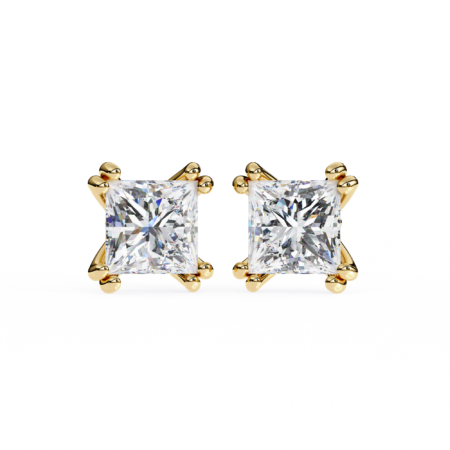 Regent Square – Yellow Gold Studs with Princess Cut Lab-Grown Diamonds
