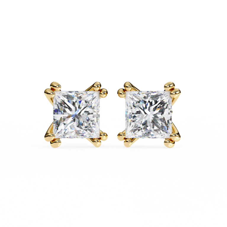 Regent Square – Yellow Gold Studs with Princess Cut Lab-Grown Diamonds