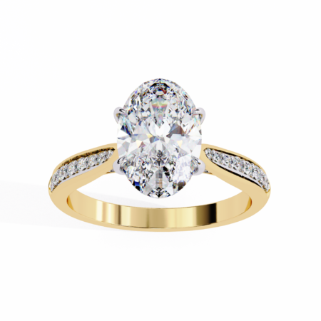 Eternal Voyage – Yellow Gold Ring with Oval Lab-Grown Diamond and Pavé Accents