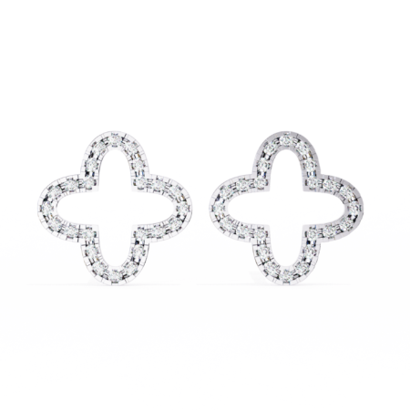 Fortuna Silhouette – Yellow Gold Studs with Openwork Diamond Clover