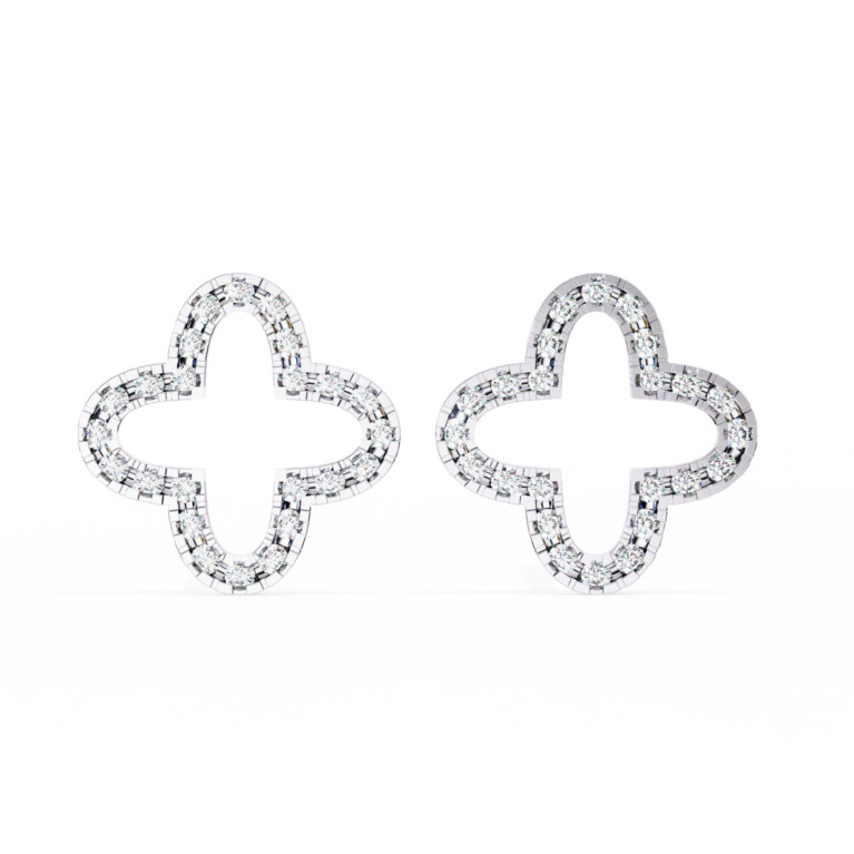 Fortuna Silhouette – Yellow Gold Studs with Openwork Diamond Clover