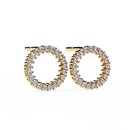 Eternal Loop – Yellow Gold Studs with Lab-Grown Diamond Circle