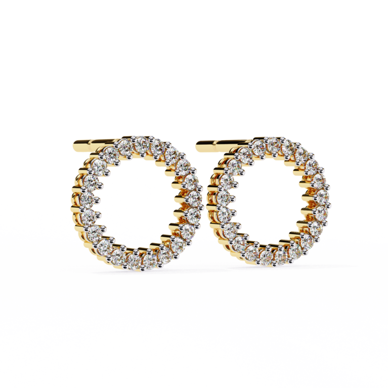Eternal Loop – Yellow Gold Studs with Lab-Grown Diamond Circle