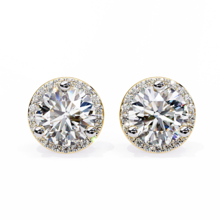 Soleil Radiance – Yellow Gold Studs with Sunburst Diamond Cluster