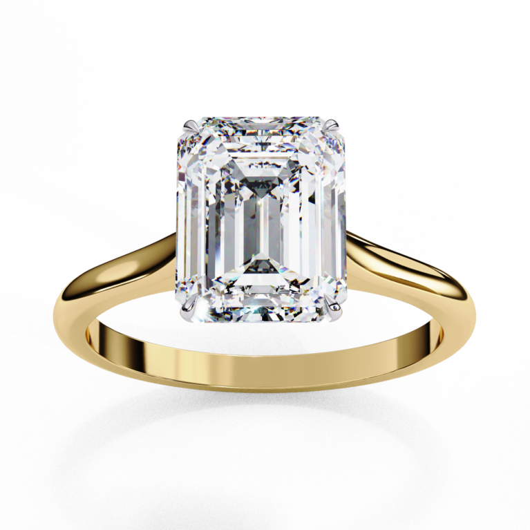Emerald Lab-Grown Diamond Solitaire Ring