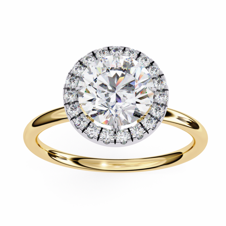 The Guiding Star – Gold Ring with Round Lab-Grown Diamond and Pave