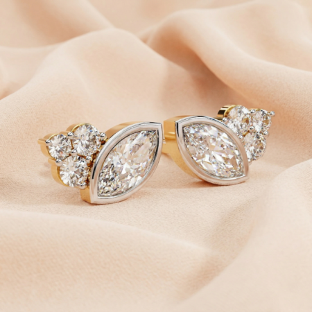 Ethereal Raindrop – Gold Chain Drop Earrings with Pear LGD Clusters