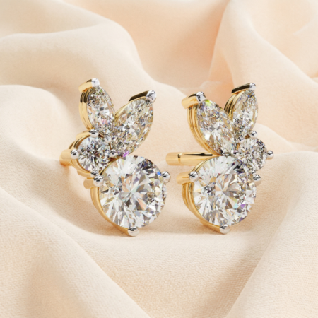 The Luminous Arc – Yellow Gold Huggie Hoops with Lab-Grown Diamond Row
