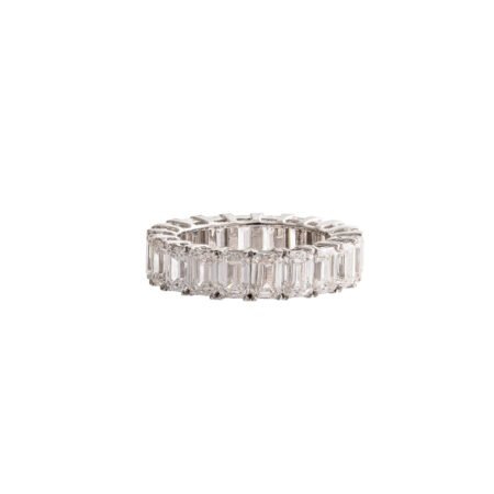 Infinite Radiance – White Gold Eternity Band with Emerald-Cut Lab-Grown Diamonds