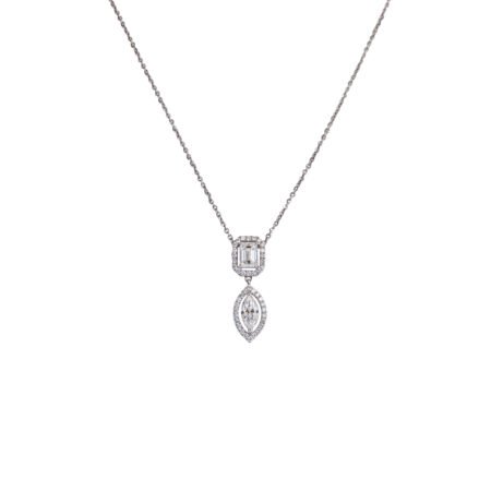 Geometric Harmony – Gold Necklace with Emerald and Marquise Lab-Grown Diamonds