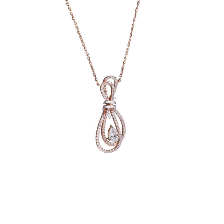 Ethereal Knot – Pendant with Pear-Cut Lab-Grown Diamond and Pavé Loops