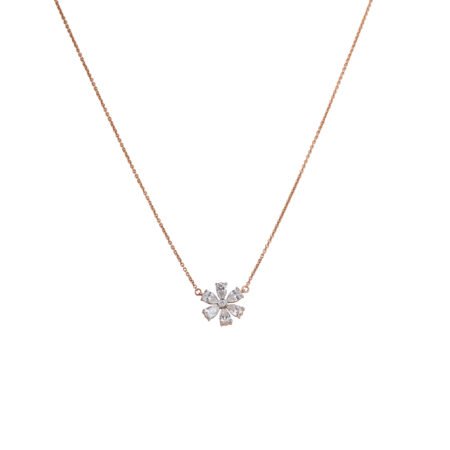 Radiant Petal Drift – Gold Floral Necklace with Pear-Cut Lab-Grown Diamonds