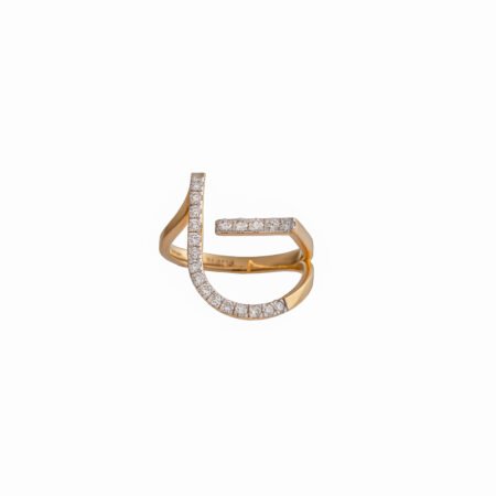 Ethereal Enigma – Gold Abstract Bypass Ring with Lab-Grown Diamond Pavé