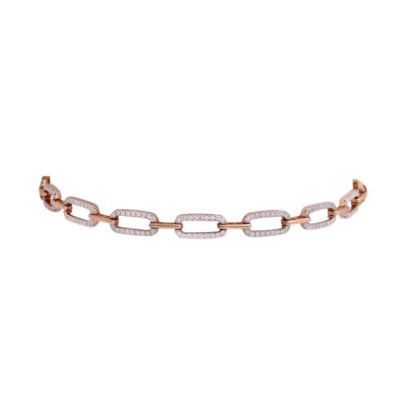 Stellar Link – Gold Paperclip Bracelet with Lab-Grown Diamond Pavé