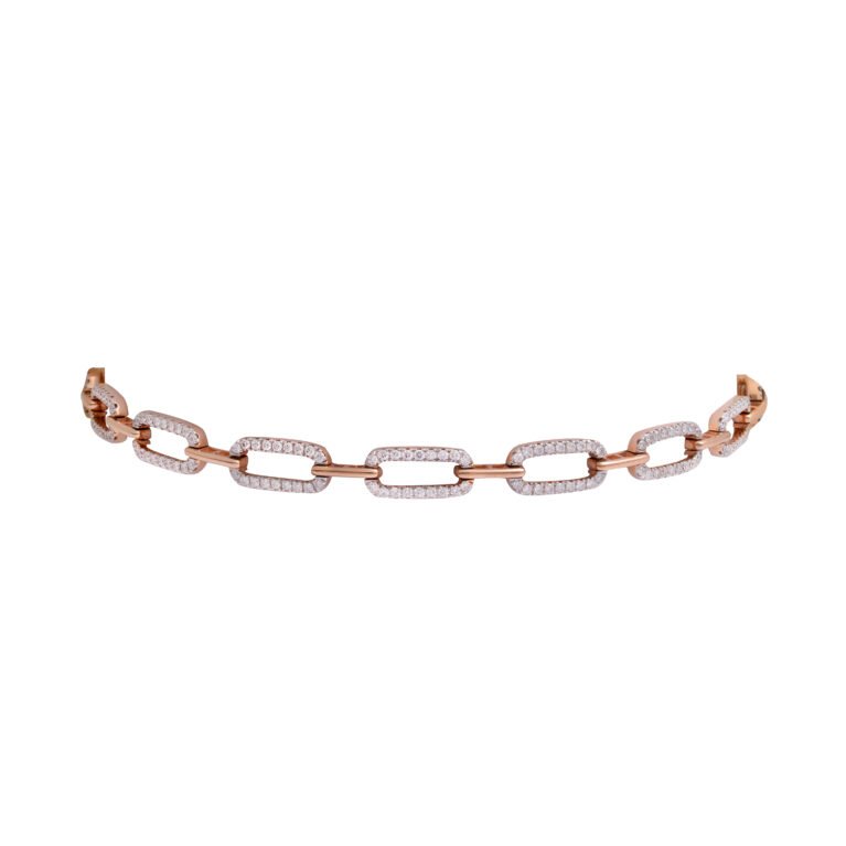 Stellar Link – Gold Paperclip Bracelet with Lab-Grown Diamond Pavé