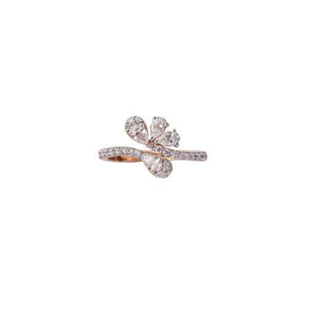 Morning Dew Bloom – Rose Gold Ring with Pear-Cut Lab-Grown Diamond Petals